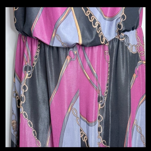 Dots Women’s Satin Strapless Baroque Print Jumpsuit L Pink Black Gold Wide Leg - Picture 3 of 16